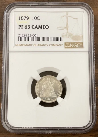 1879 10ยข SEATED Liberty Dime, NGC PF 63 CAMEO Cover