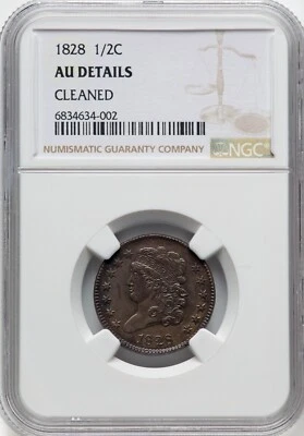 1828 Classic Head Half Cent - NGC AU Details - LOOKS UNCIRCULATED! - Image 1 of 2