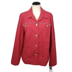 Koret Women's Blazer Size L Embellished Turquoise Gemstone Southwest Unique - Picture 1 of 8