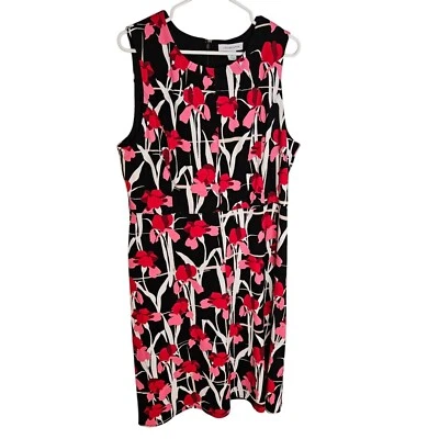 LIZ Claiborne Woman SZ XL Midi Shift Iris Floral Print Dress Colorful  Bohemian - Image 1 of 4