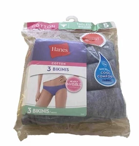 Hanes 3 Pack Women's Cotton Tagless Bikini Panties Size 5 - Picture 1 of 3