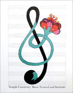 Póster del Festival de Música Milton Glaser Temple University 1978 16 x 11 - Imagen 1 de 1