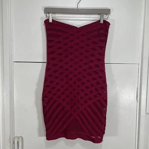 House Of CB Dress Red Strapless Azani Mini Bandage Sheer Mesh Areas Size Medium - Picture 1 of 5