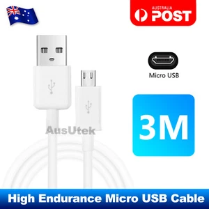 Long 3M Micro USB Data Charger Cable For Samsung Galaxy Note Edge S7 S6 S5 S4 - Picture 1 of 5