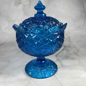 Fenton margarita y botón azul compota cubierta plato de caramelo - Imagen 1 de 16