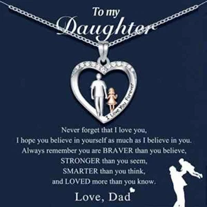 Dad and Daughter Pendant Necklace special gift from daddy - Picture 1 of 8