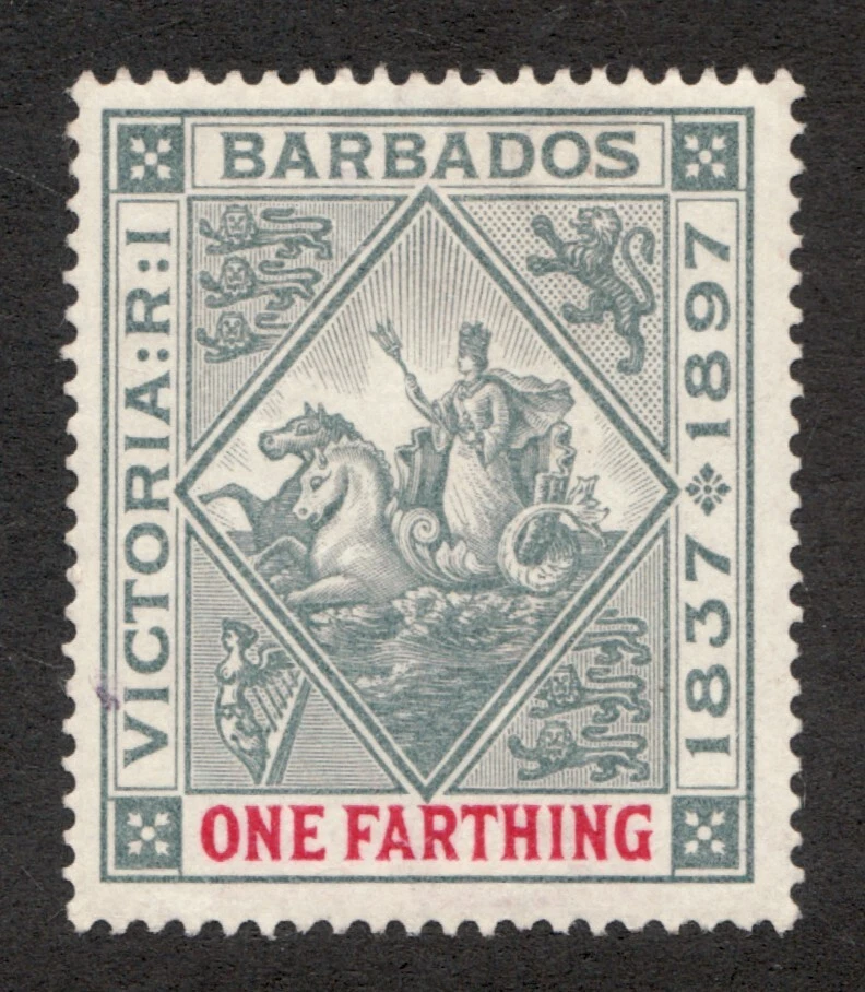 Barbados Sc# 81 1897 - One Farthing, Sea Horses - MH adhesión Cv$11 Foto 1 de 1