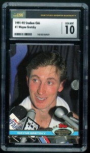 WAYNE GRETZKY 1991-92 Topps Stadium Club #1 Los Angeles Kings CSG 10 Gem Mint
