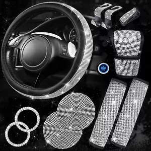 11 PCS Bling Car Accessories for Women, Sparkly Rhinestone Diamond Steering Whee - Picture 1 of 7