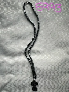 Hematite Dog Pendant Necklace Black Metallic Barrel Clasp Closure Fully Beaded - Picture 1 of 4