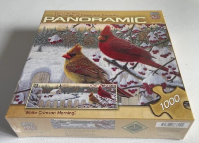 Master Pieces Panoramic White Crimson Morning 1000 Piece Jigsaw Puzzle Cardinal - Image 1 of 2