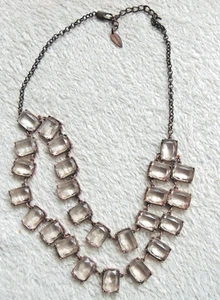 Vintage Coldwater Creek Double Strand Copper  Chain & Clear Crystal Necklace - Picture 1 of 4