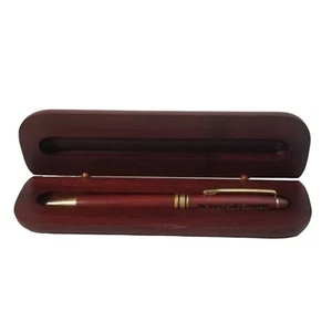 Wooden Pen and Case Michigan Bulb Company Twist Needs Ink Dark Wood Ball Point - Picture 1 of 13