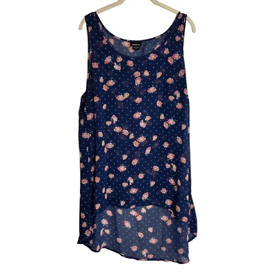 Camiseta sin mangas Torrid para mujer de gasa transparente 0X azul rosa floral alta baja cottagecore Foto 1 de 4