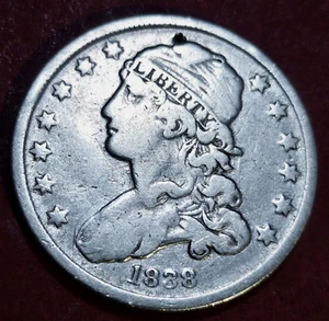 ๐บ๐ธ 1838 Philadelphia Mint Silver Capped Bust Quarter FINE++ Early Date USA - Picture 1 of 2