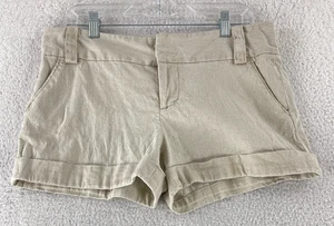 Alice & Olivia Roll Cuff Shorts Womens Size 34 Beige Linen Blend Casual Summer - Picture 1 of 14