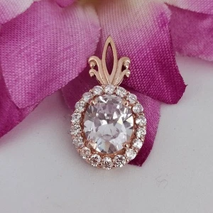 Colgante de circonita cúbica con halo vintage, plata de ley 925, colgante llamativo, joyería nupcial - Imagen 1 de 3