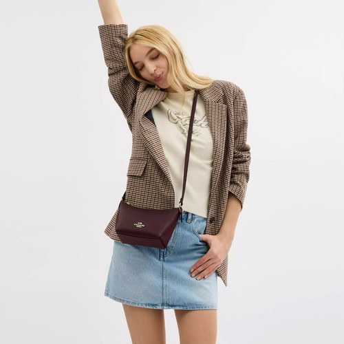 Borsa a tracolla Coach CW336 con zip e strato fibra di pelle riciclata nuova con etichette $245