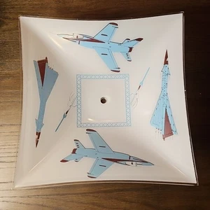 Vintage MCM Aerojet Airplane Square Ceiling Light Shade Space Age Decor 13" - Picture 1 of 15
