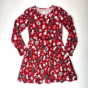 The Children's Place Girls Christmas Dress Size XL / 14 Long Sleeve Holiday Red - Picture 1 of 7