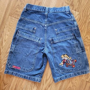 Y2K Flamehead Jnco Jean Shorts Denim Youth Size 18 Jorts Skater Baggy Retro - Picture 1 of 14