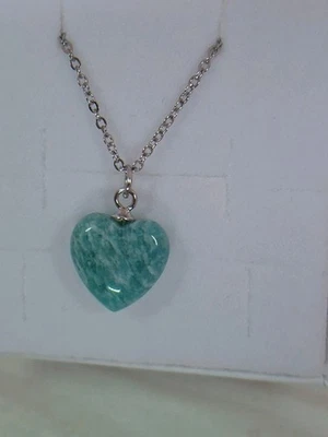 Collana Cuore AMAZZONITE in argento 925  - Immagine 1 di 4