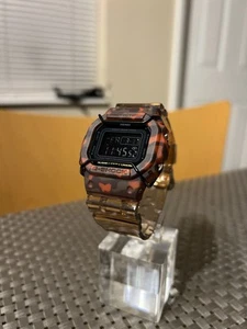 G-shock DW5600 Mod Custom Skmei Watch Red Camo / Clear Brown & Travel Case - Picture 1 of 16