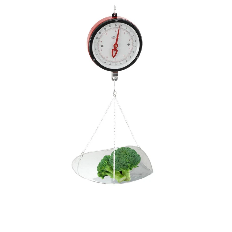 Hanging Mechanical Weight Scale, Double-Sided Dial Hanging Scale with Scoop 44lb - Image 1 of 4