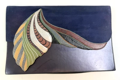 Bolso sin asas Nigel Lofthouse de colección con apliques de cuero azul hecho a mano edición limitada 80/200 Foto 1 de 4