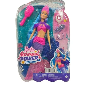 Barbie Meerjungfrau Power Puppe mit blauen & lila Haaren, Seepferdchen Haustier & Zubehör - Bild 1 von 12