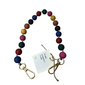 Cartera italiana redonda con cuentas asa 21” de largo colorido dorado - Imagen 1 de 4