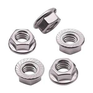 #8-32 (100 Pack) Serrated Flange Hex Nuts, 304 Stainless Steel 18/8 Flange Nu... - Picture 1 of 7
