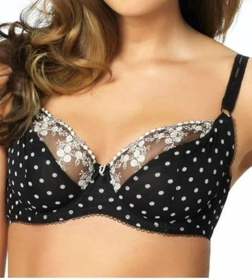 Felina Paramour Sweet Revenge Negro Blanco Lunares Con Aros Encaje Talla 34D Foto 1 de 4