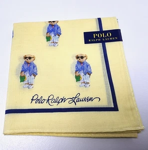 Polo Ralph Lauren Bear Plaid Handkerchief Scarf Cotton Hankie Neck Ribbon 49cm - Picture 1 of 6