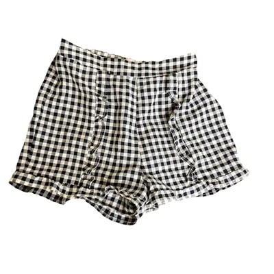 Dizzy Lizzy Womens Gingham Black & White Check Ruffle Hem Shorts Size Small - Image 1 of 4