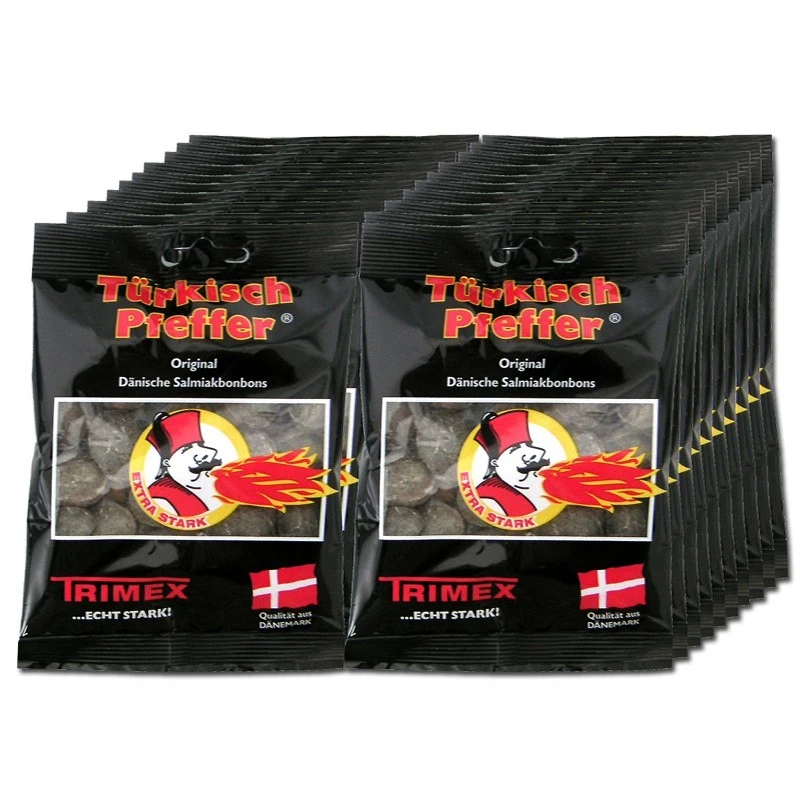 (9,93€/1kg) Trimex Türkisch Pfeffer, Salmiak-Lakritz-Bonbons 18 Btl - Bild 1 von 1