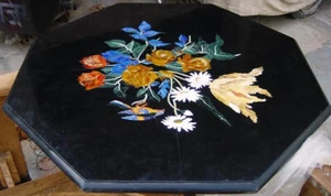 15" Marble Inlay Small Coffee Table Floral Pietradura Inlay Stone Design - Picture 1 of 8