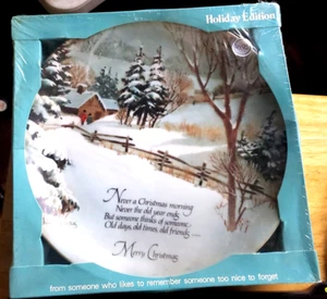 1975 Winterscene Series Commemorative Plate Merry Christmas 10.5" Japan Signed - Picture 1 of 3
