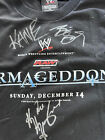2003 WWE Armageddon signed XL T-Shirt by Triple H, Goldbergm, Kane