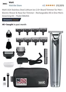 Wahl USA Stainless Steel Lithium Ion 2.0+ Beard Trimmer for Men Electric Shaver - Picture 1 of 3