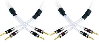 Qed Genesis Silver Spiral Speaker cable A Pair Terminated Qed Airloc Metal Forte