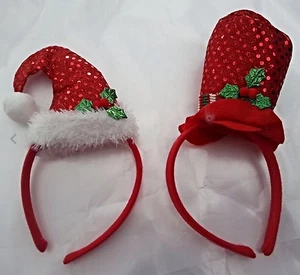 2 Pcs Xmas Christmas Headband Top Hat and Santa Hat - Picture 1 of 3