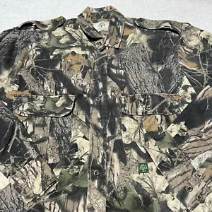 Vintage Mossy Oak Forest Floor Camouflage Hunting Long Sleeve Shirt Size M USA - Picture 1 of 9