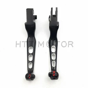 Black Smooth Wide Blade Levers For 2014 and later Harley-Davidson Road King - Picture 1 of 5