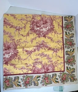 Ballard Designs Karen Lee Toile 54" Square Tablecloth La Petite Ferme Yellow Red - Picture 1 of 7