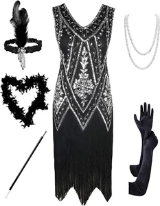 Women'S 1920S Flapper Dress Vintage Swing Fringed Gatsby Roaring 20S Dress - Picture 1 of 12