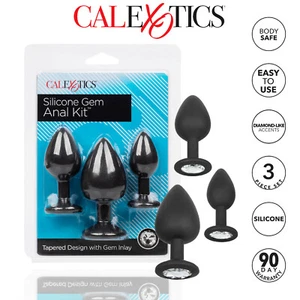 Silicone Gem Anal Kit 3 Graduated Butt Plugs Dilator Exerciser Toy Set - Foto 1 di 12