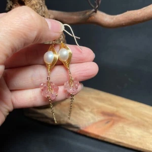Pendientes de Perlas Barrocas Cuentas Plata 925 Accesorios Blanco Joyería Natural - Imagen 1 de 5