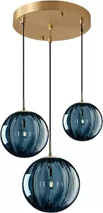 Lighting Mid Century Modern 3-Lights Globe Pendant Light Fixture Brass Gold Clus - Picture 1 of 8