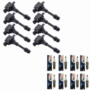 Ignition Coils + Autolite Spark Plug for 03-10 Infiniti M45 & 2002-2006 Q45 4.5L - Picture 1 of 5